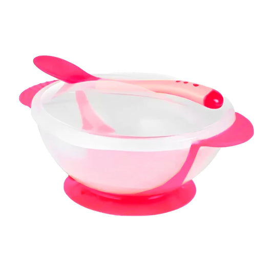 Bowl com ventosa Turminha Guará Prato Infantil Rosa + Colher