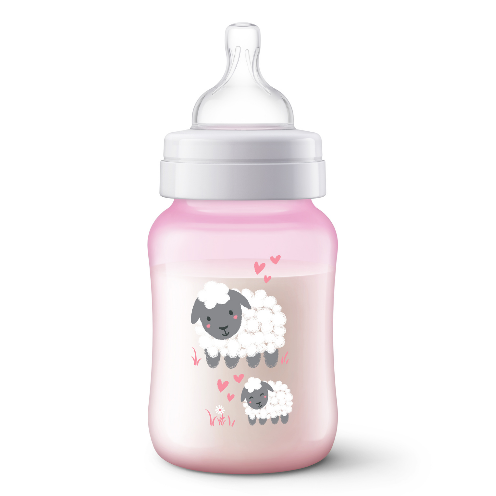 Mamadeira Avent Anticólica Ovelha Rosa 260ml