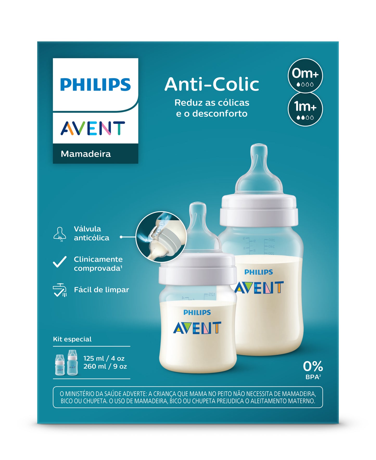 Kit Duas Mamadeiras Avent Anticólica 125ml e 260ml