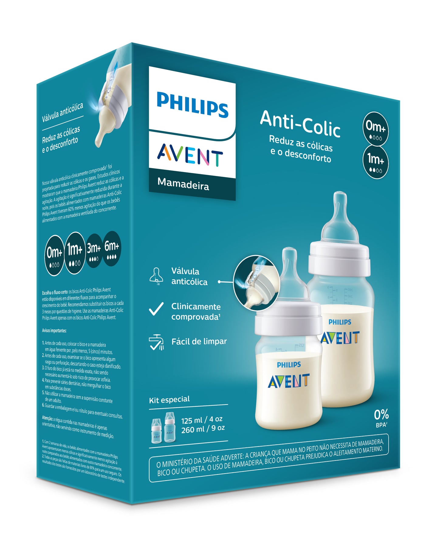 Kit Duas Mamadeiras Avent Anticólica 125ml e 260ml