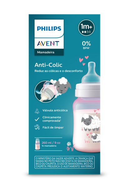 Mamadeira Avent Anticólica Ovelha Rosa 260ml