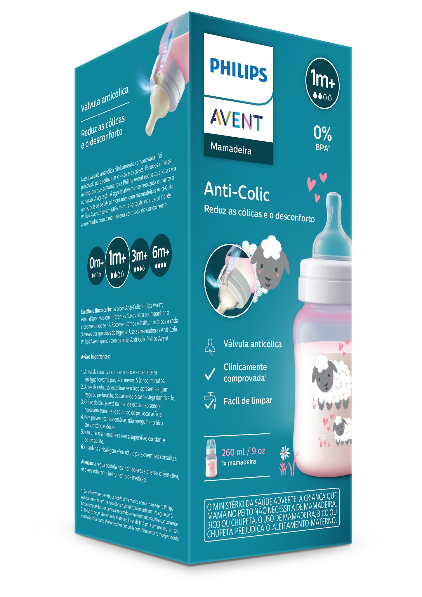 Mamadeira Avent Anticólica Ovelha Rosa 260ml