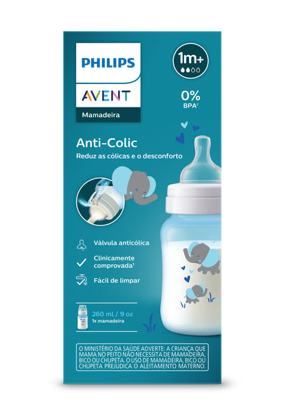 Mamadeira  Avent Anticólica Elefante Azul 260ml