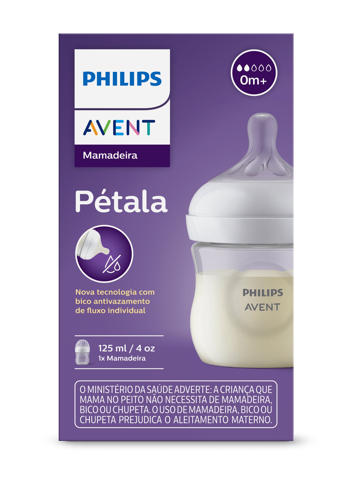 Mamadeira Pétala 3.0 125ml Transparente