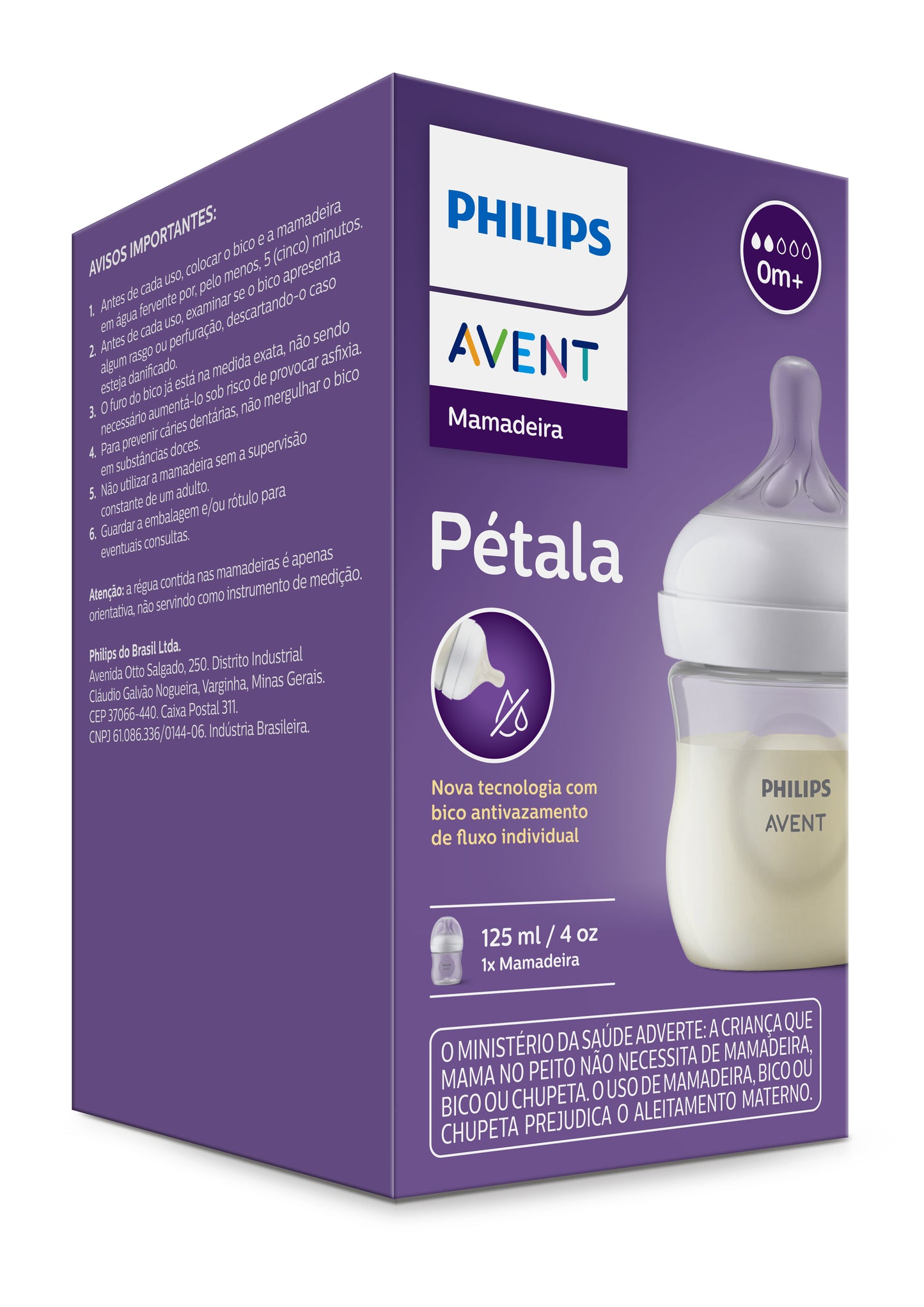Mamadeira Pétala 3.0 125ml Transparente