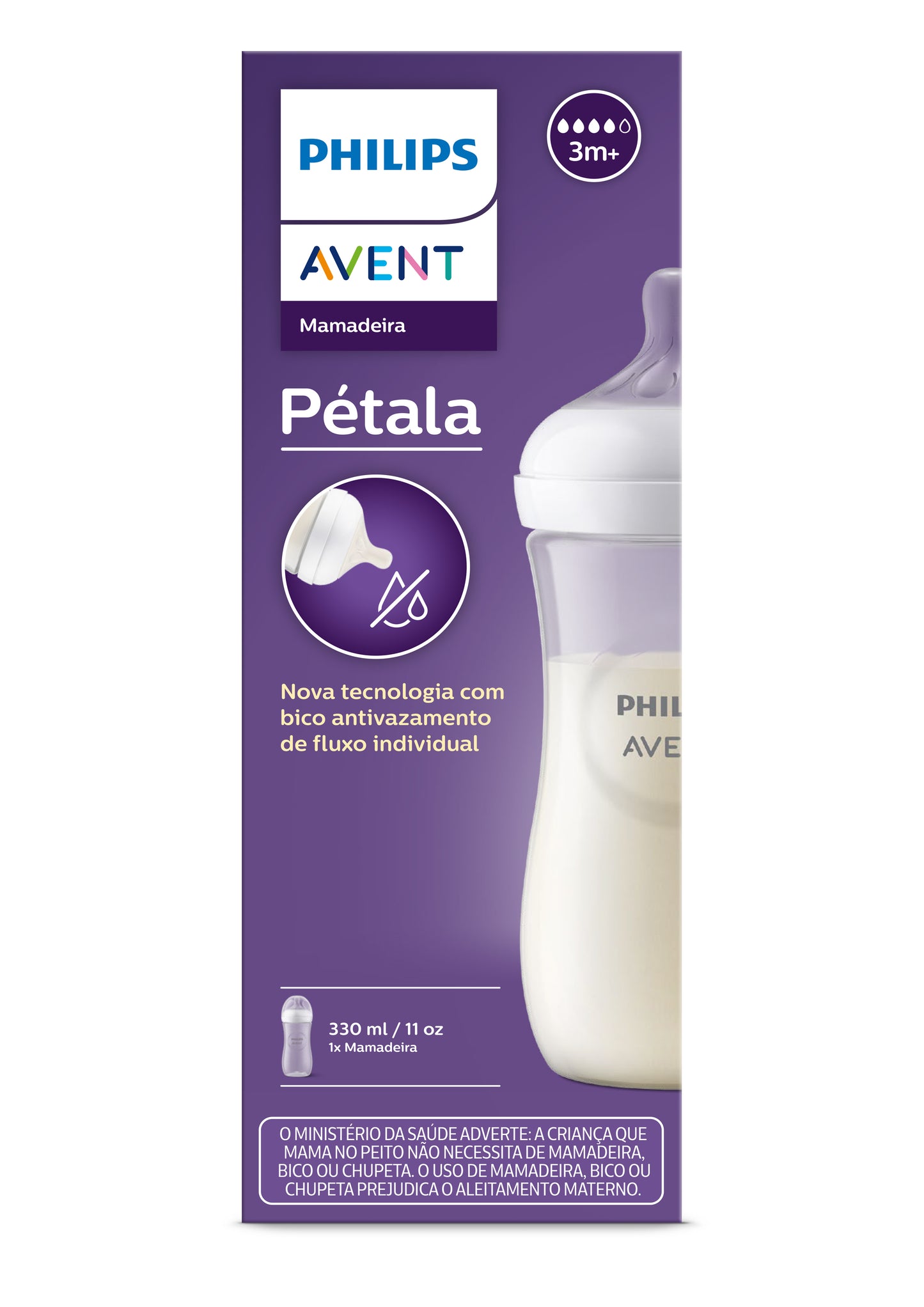 Mamadeira Pétala 3.0 330ml Transparente
