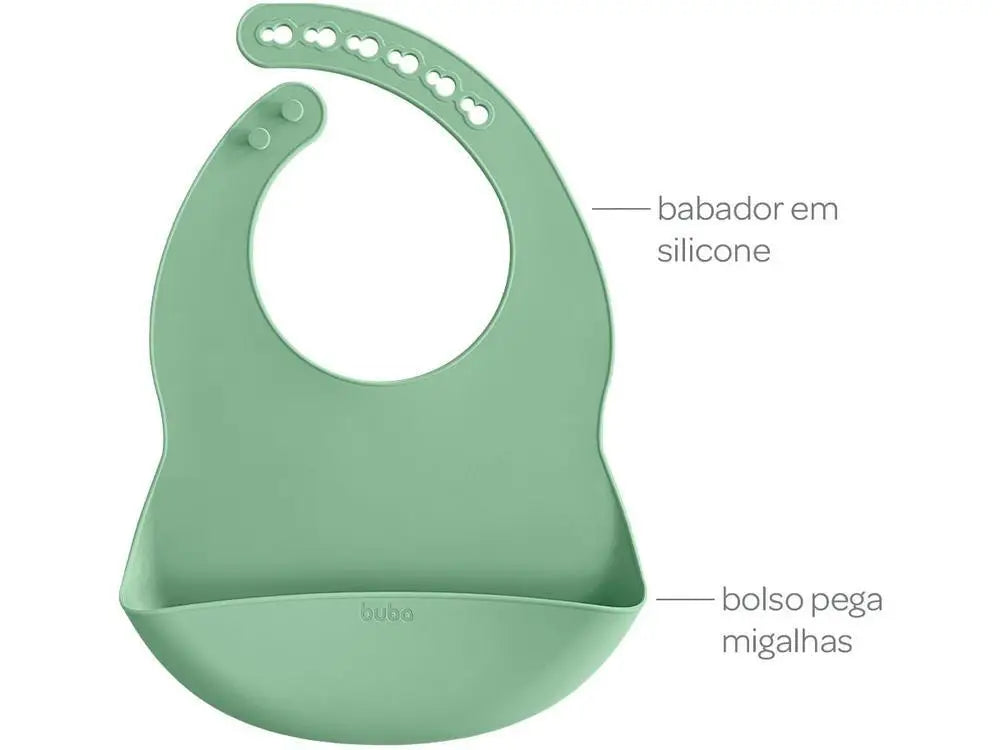 Babador de Silicone com Bolso Buba- Verde