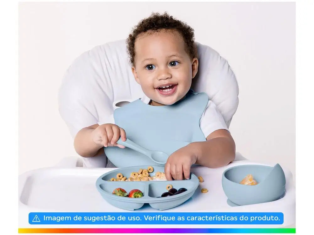 Tigela Bowl Silicone com Ventosa 350ml Azul Buba