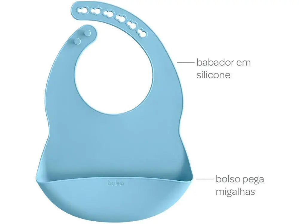 Babador de Silicone com Bolso Buba- Azul
