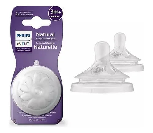 Kit Com 2 Bicos Mamadeira Natural Petala 3m+ Philips Avent