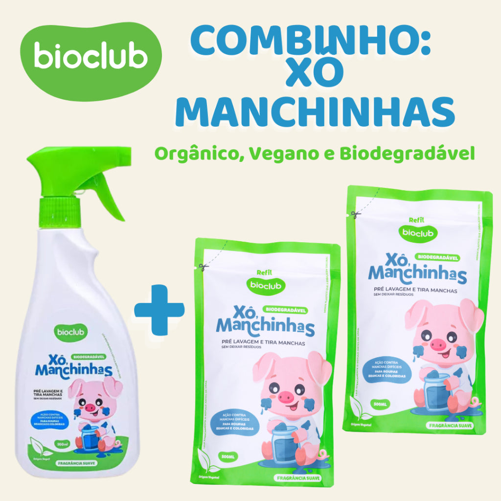 Combo Xô Manchinhas BioClub Alvejante Sem Cloro 500ml + Refil Vegano Infantil
