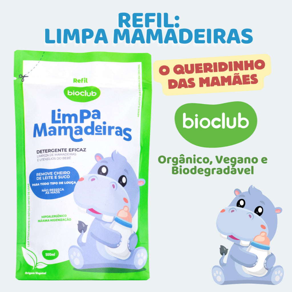 Refil Detergente Limpa Mamadeiras Orgânico BioClub 500ml